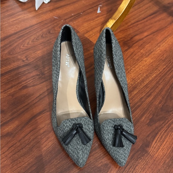 APL Shoes - APL Women’s Black & Gray Tassel Loafers | Size 7.5 | 4” Heel | New Without Tags